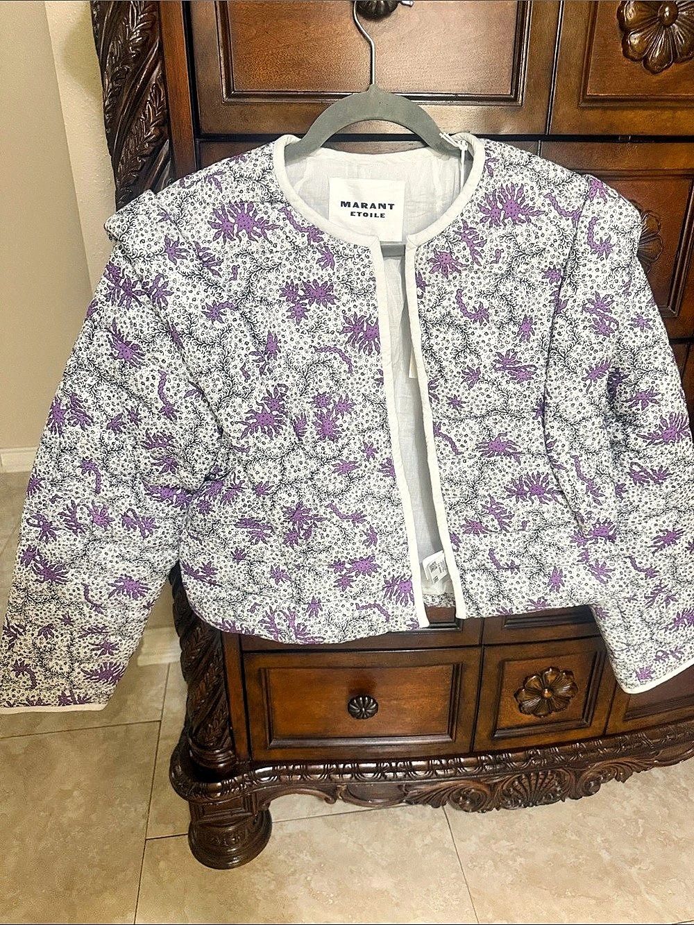 Marant Etoile Gelio Quilted Cotton Jacket Floral Bomber Jacket Purple & White